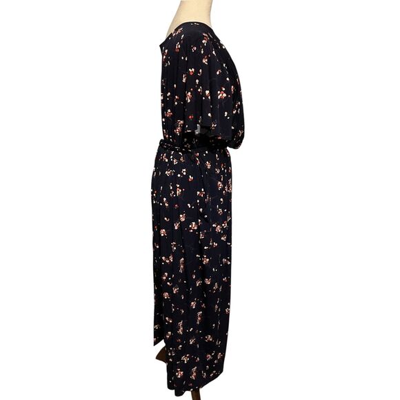 Kaileigh Faux Wrap V-neck Midi Dress 3X Floral - Picture 5 of 11